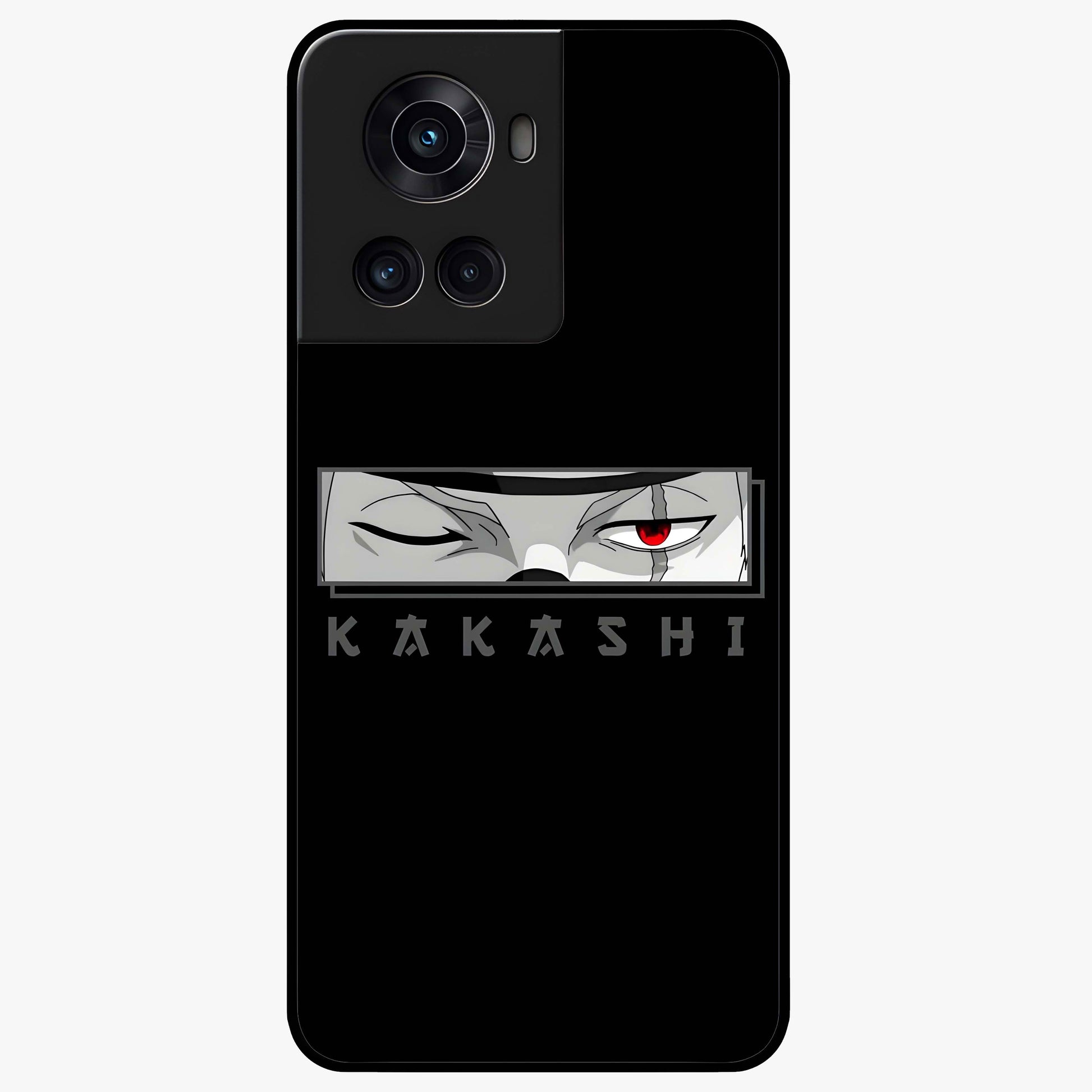 Scarlet Ninja Gaze Glass Case for 1+10R striking front view featuring ninja inspired artwork in crimson tones