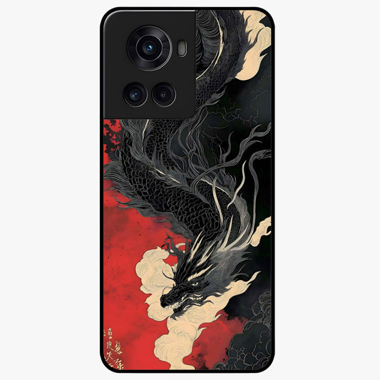 Shadow Dragon Fury Glass Case for 1+10R intense front view featuring fierce dragon artwork in dark tones
