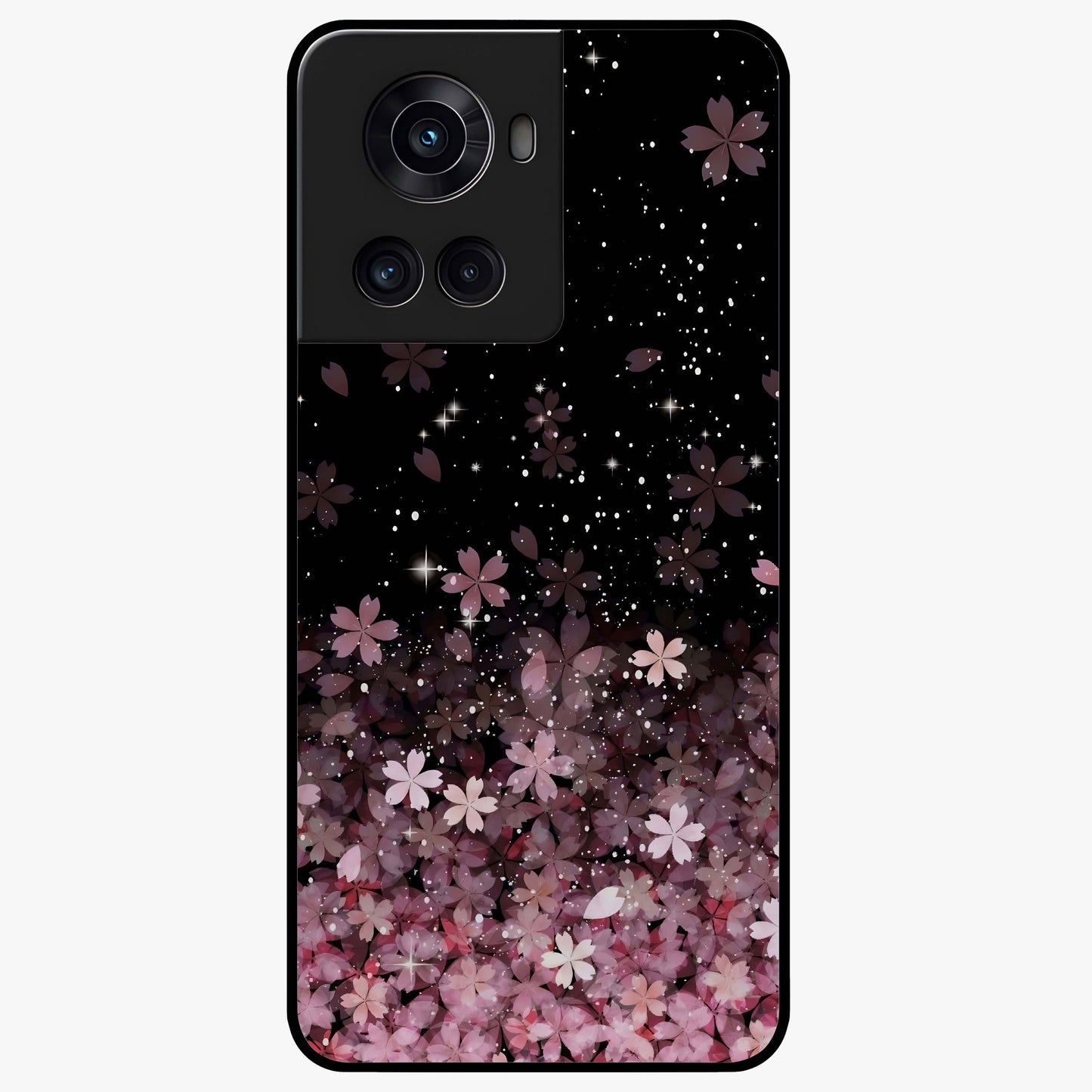 Small Starry Flowers Glass Case for 1+10R charming front view featuring tiny floral artwork with star accents