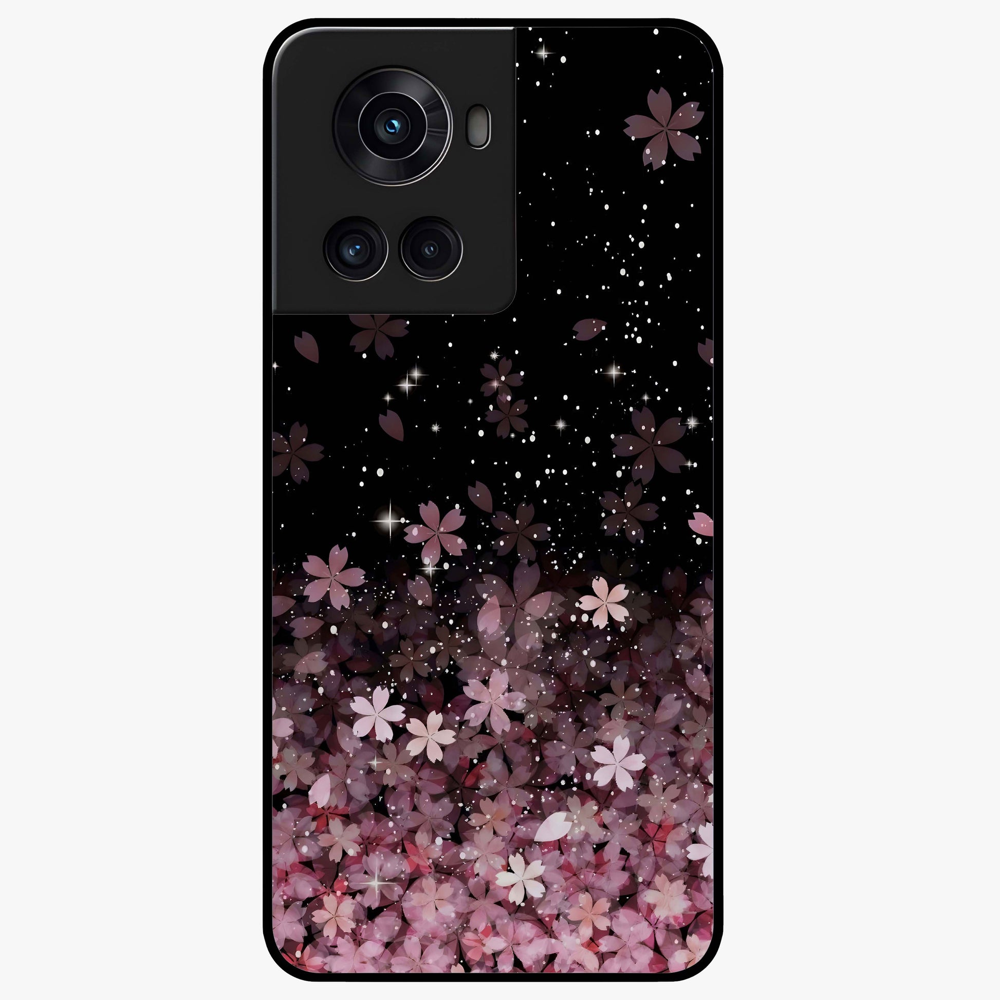 Small Starry Flowers Glass Case for 1+10R charming front view featuring tiny floral artwork with star accents