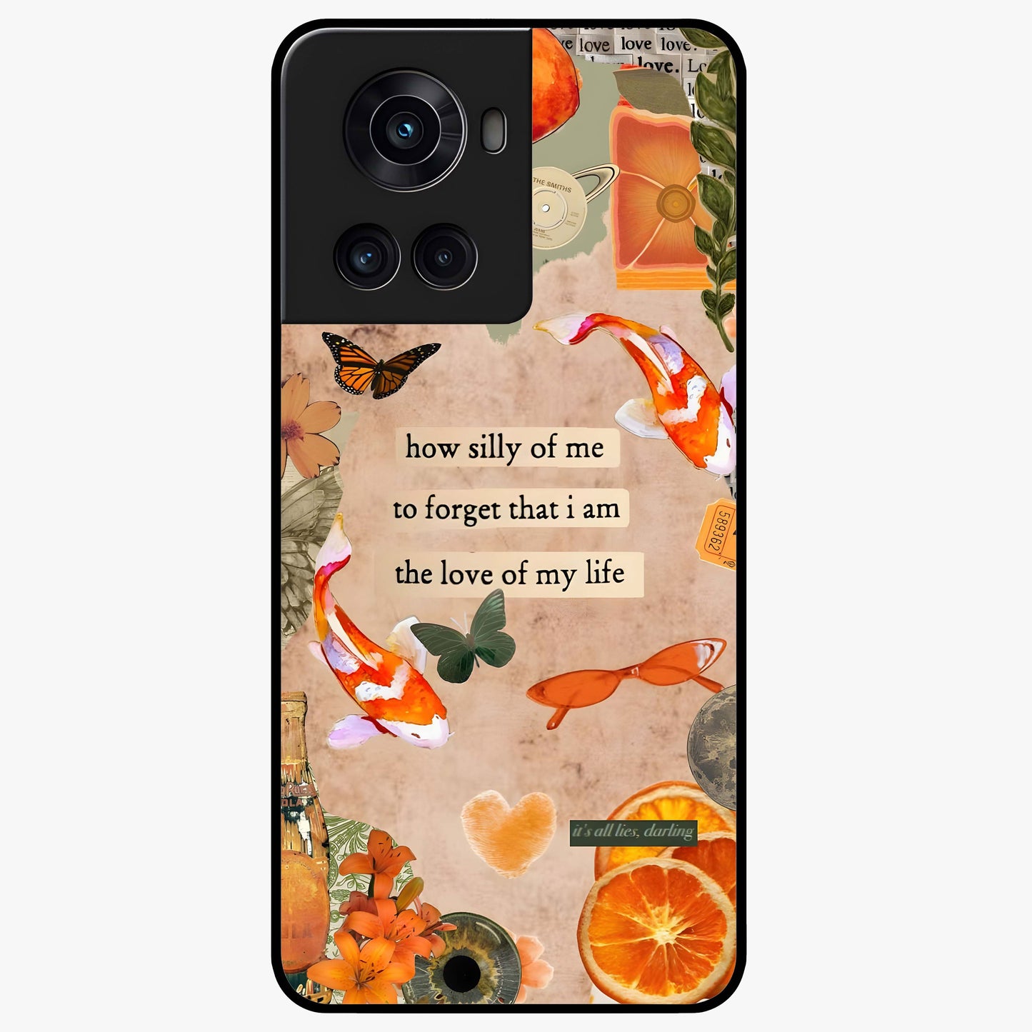 Soft Chaos Aesthetic Glass Case for 1+10R artistic front view featuring abstract chaotic artwork in soft pastel tones
