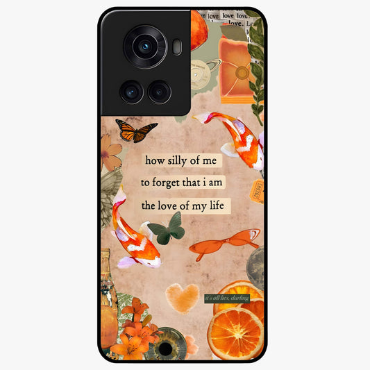 Soft Chaos Aesthetic Glass Case for 1+10R artistic front view featuring abstract chaotic artwork in soft pastel tones