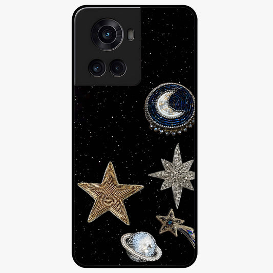 Starlit Cosmic Dreams Glass Case for 1+10R vibrant front view featuring galaxy inspired artistic artwork