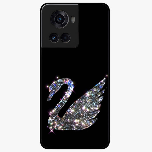 Starlit Swan Grace Glass Case for 1+10R graceful front view featuring swan artwork under shimmering night sky