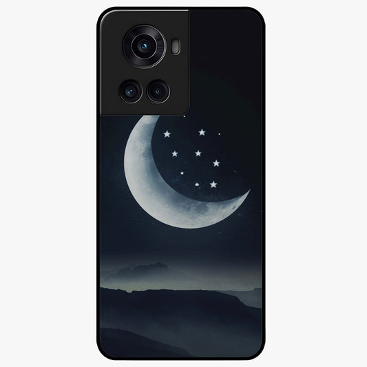 Starry Moon Pattern Glass Case for 1+10R dreamy front view featuring moon and star patterned artwork