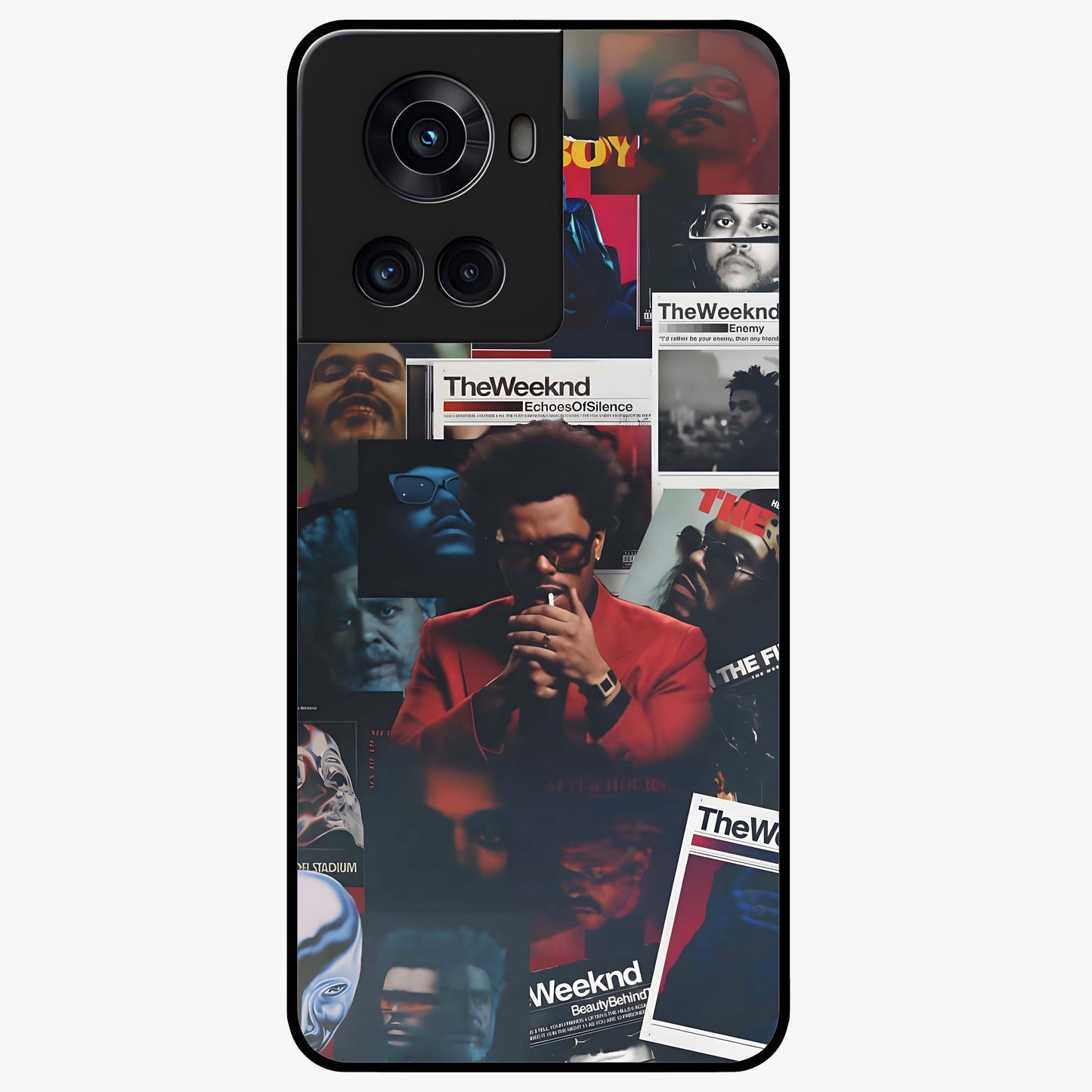 The Weeknd Glass Case for 1+10R stylish front view featuring music inspired artistic artwork