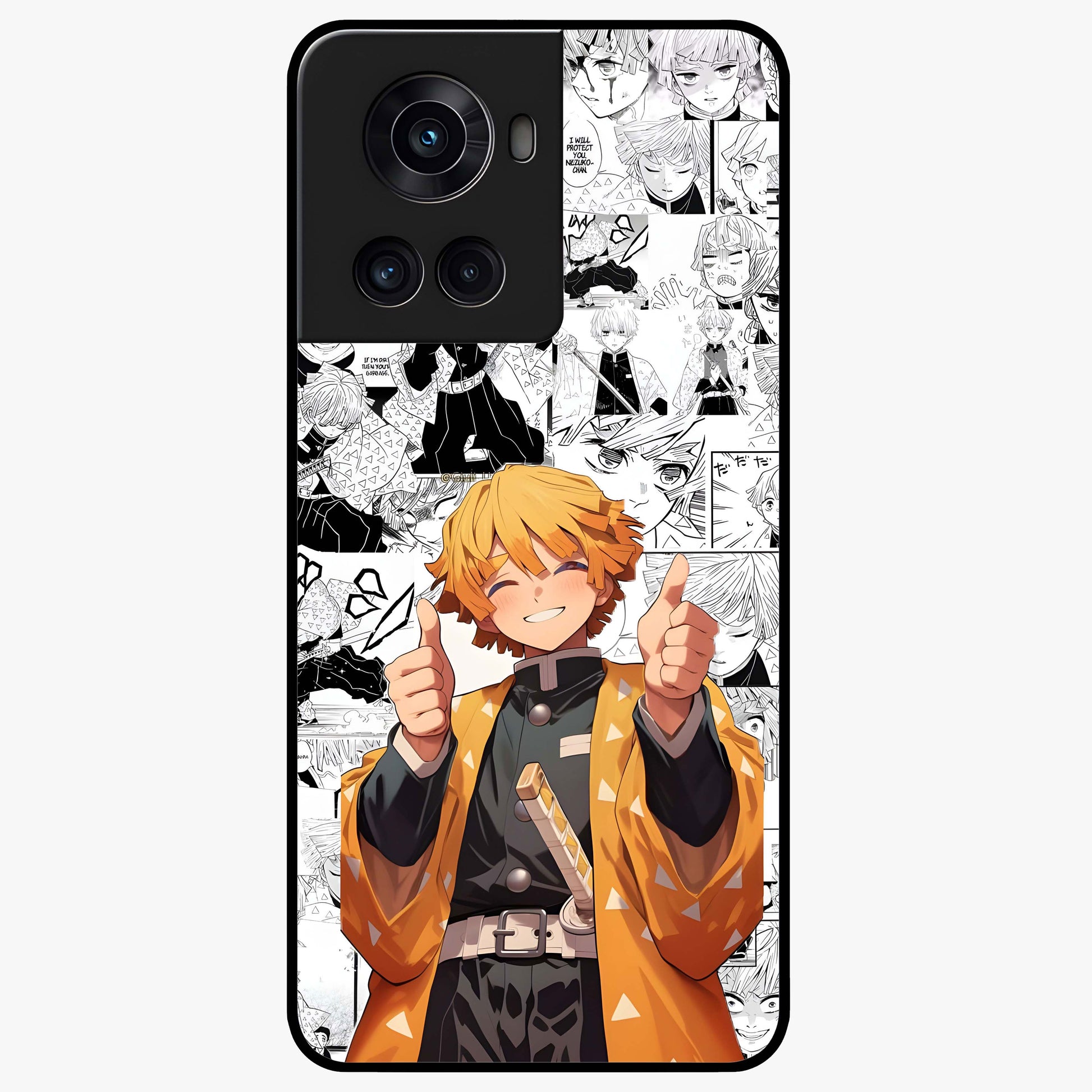 Thunder Smile Hero Glass Case for 1+10R bold front view featuring powerful hero inspired artwork with electric tones