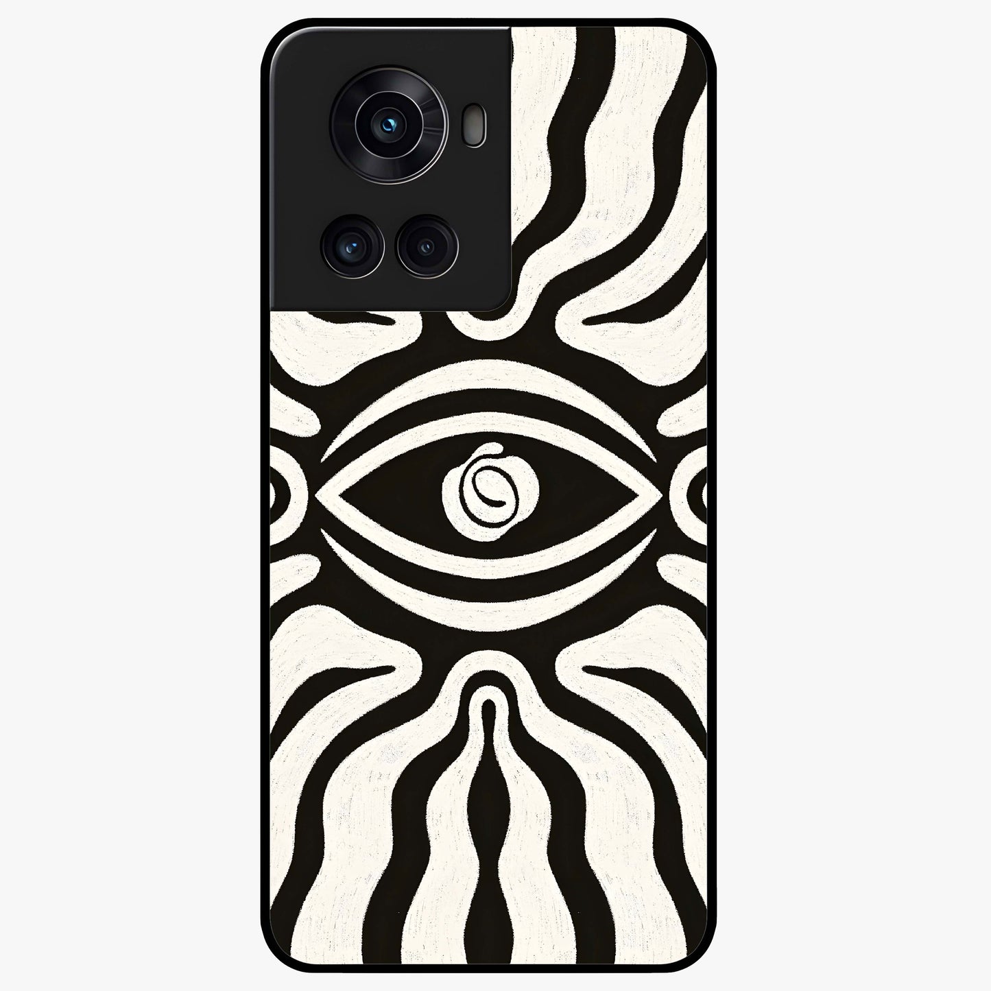 Trancewave Illusion Art Glass Case for 1+10R vibrant front view featuring abstract illusion inspired artwork