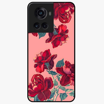 Vintage Rose Beauty Glass Case for 1+10R elegant front view featuring classic rose artwork in muted vintage tones