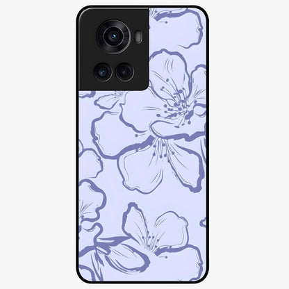 Violet Sketch Garden Glass Case for 1+10R artistic front view featuring floral sketch artwork in violet tones