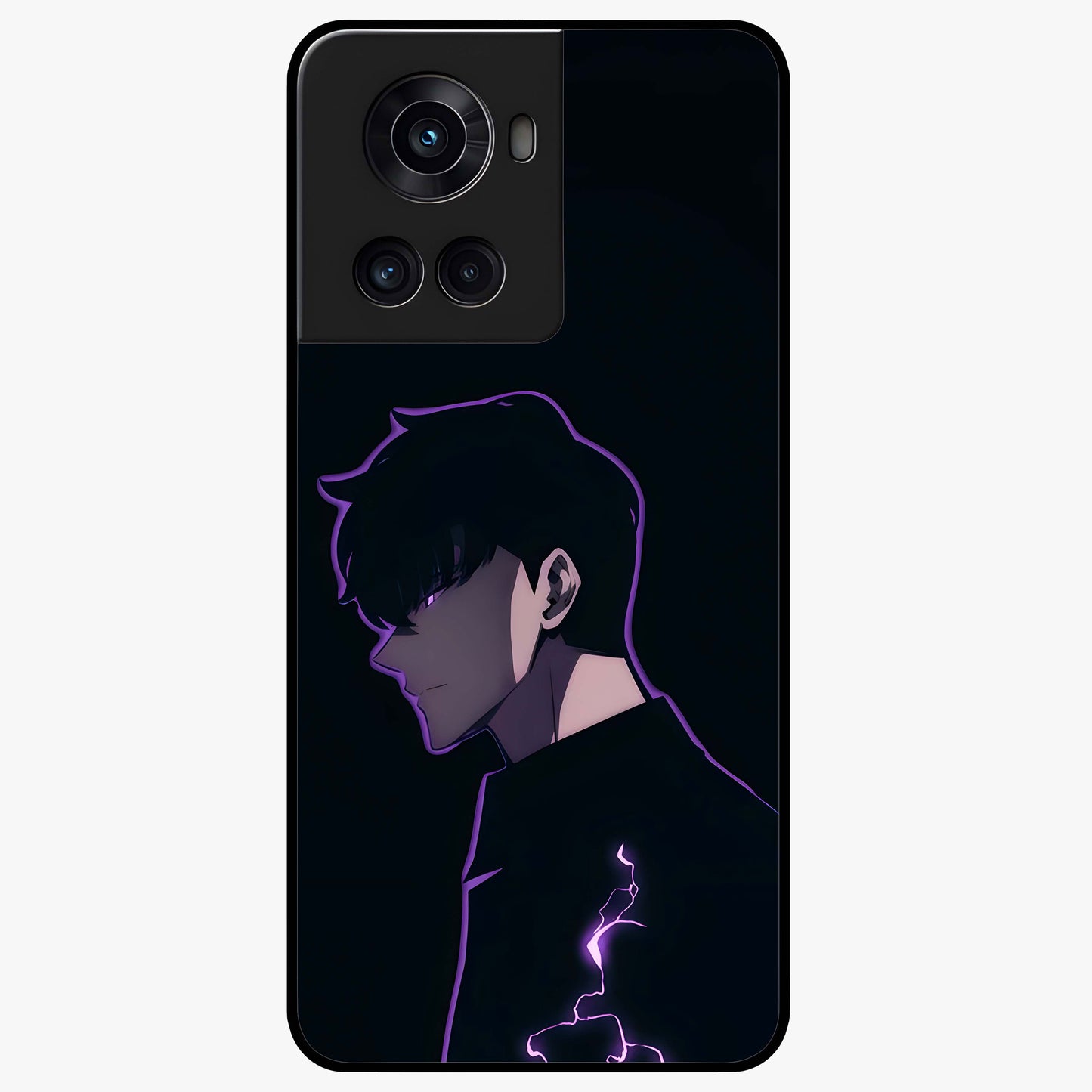 Void Lightning Phantom Glass Case for 1+10R electrifying front view featuring lightning inspired dark artwork
