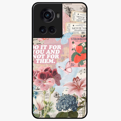Whimsical Vintage Aesthetic Glass Case for 1+10R charming front view featuring dreamy retro inspired artwork