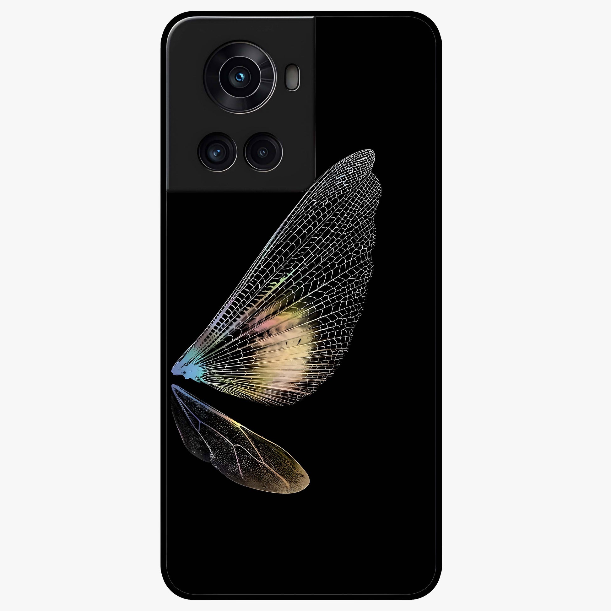 Whispers of Wings Glass Case for 1+10R elegant front view featuring feather or wing inspired artistic artwork