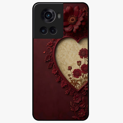 Wine Heart Vintage Art Glass Case for 1+10R romantic front view featuring heart shaped vintage wine inspired artwork