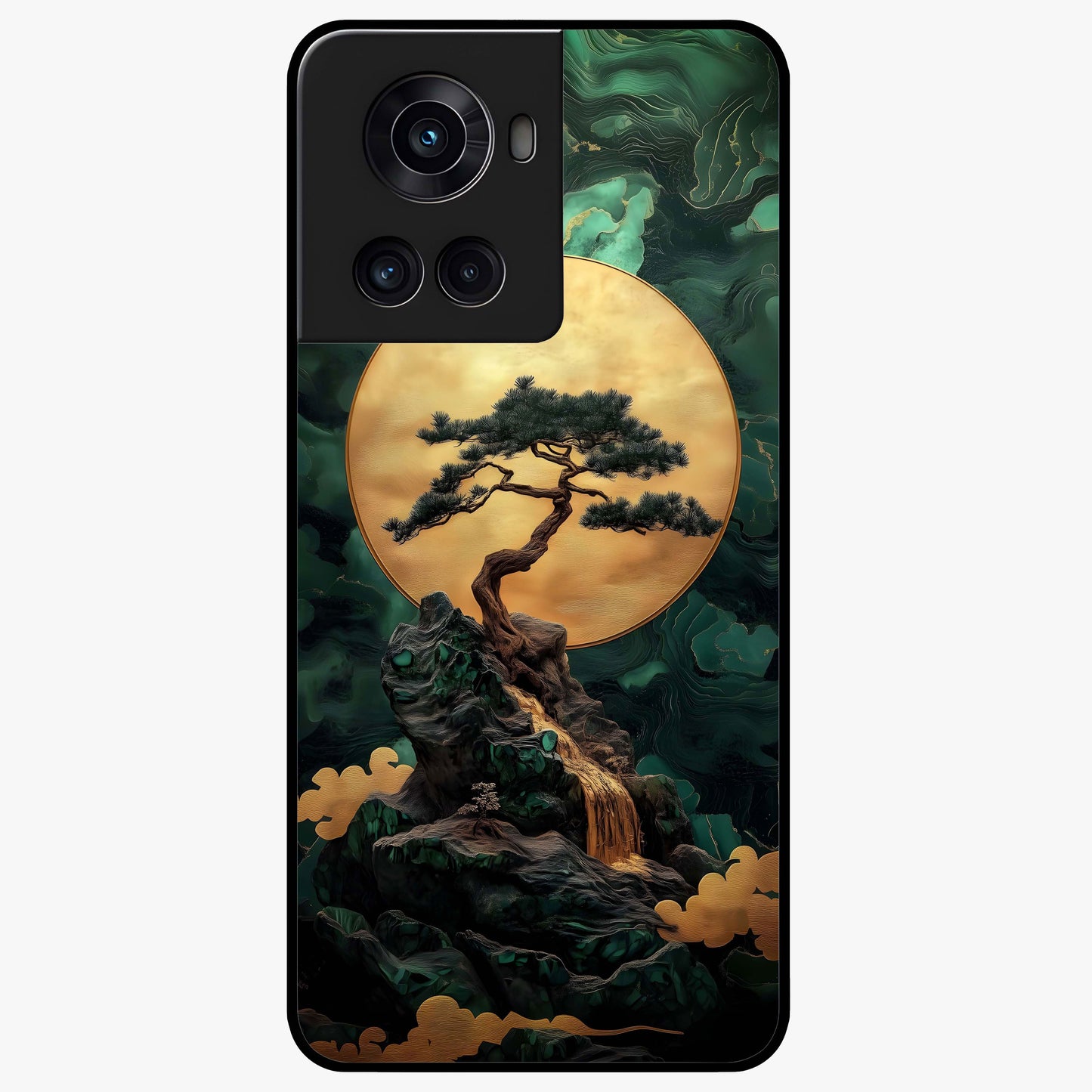 Zen Moon Rise Glass Case for 1+10R tranquil front view featuring rising moon artwork in minimalist style