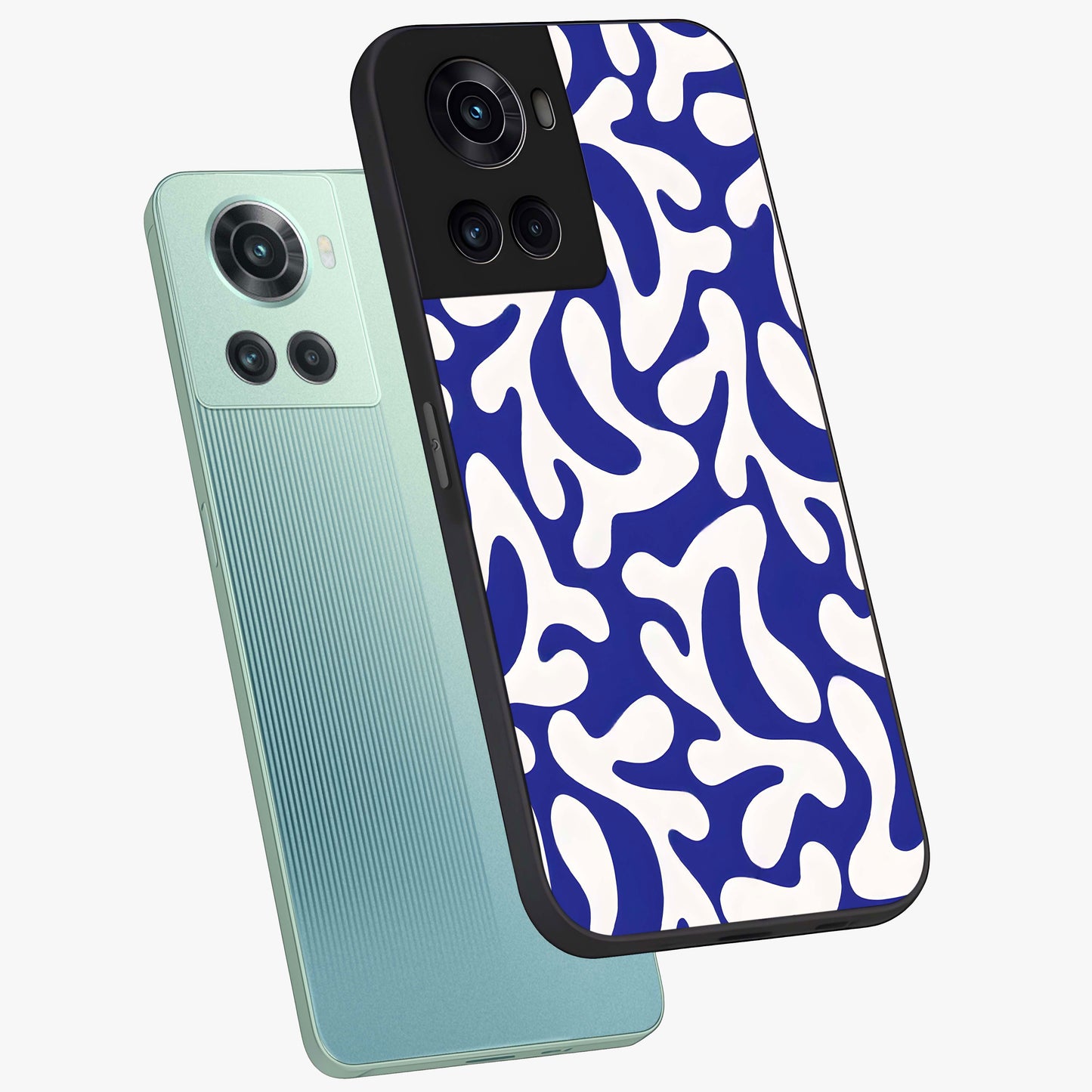 Abstract Coral Waves Glass Case for 1+10R angled display showcasing glossy finish and fluid abstract textures