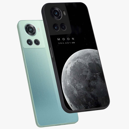 Cosmic Moon Glow Glass Case for 1+10R angled mockup showcasing glossy finish and luminous night design