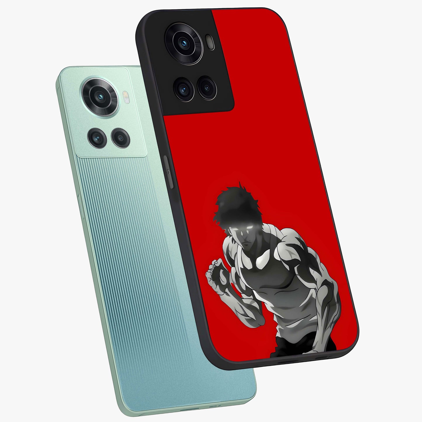 Crimson Power Rush Glass Case for 1+10R angled mockup showcasing glossy finish and high energy design