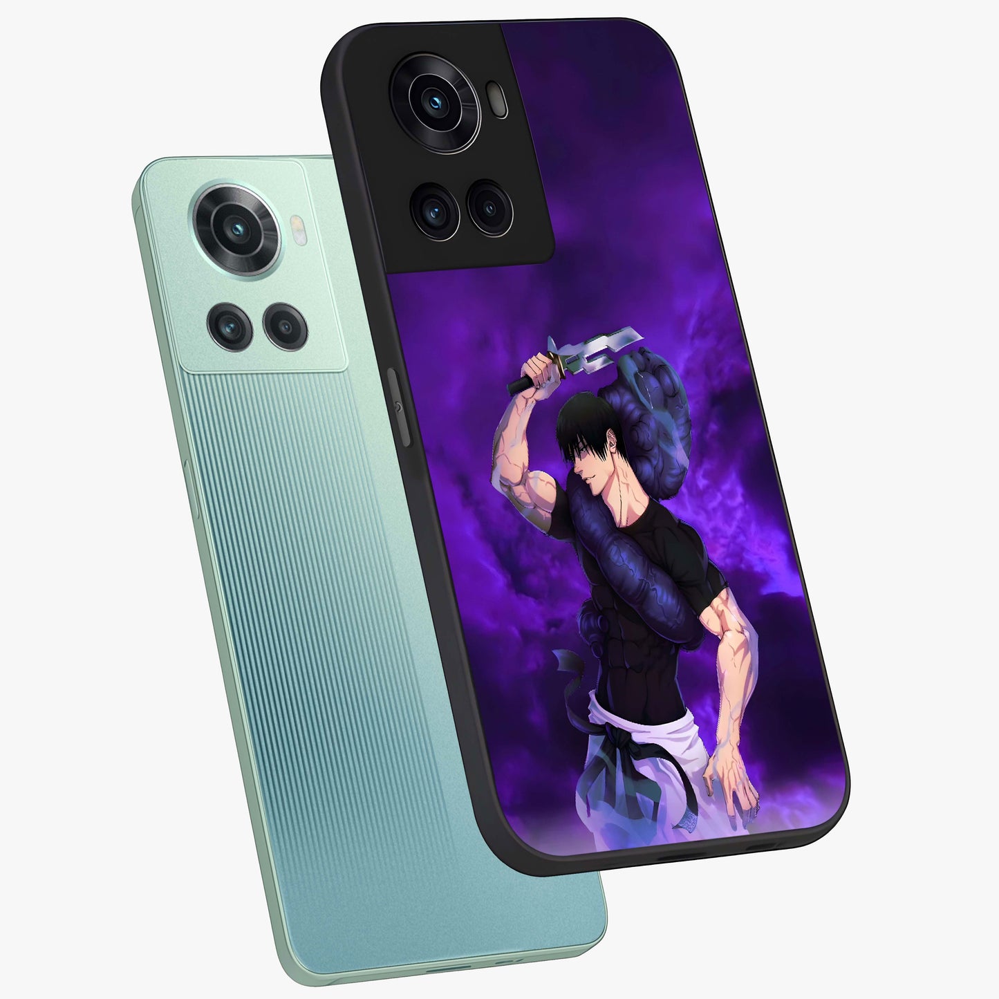 Cursed Strength Ascension Glass Case for 1+10R angled mockup showcasing glossy finish and bold shadow detailing
