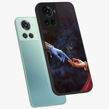 Divine Touch Eternal Glass Case for 1+10R angled mockup showcasing glossy finish and elegant design tones