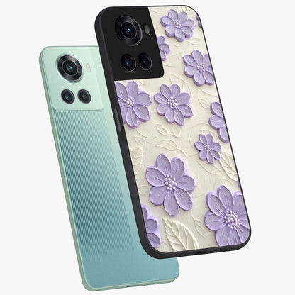 Floral Wall Art With Purple Flowers Glass Case for 1+10R angled mockup showcasing glossy finish and rich violet tones