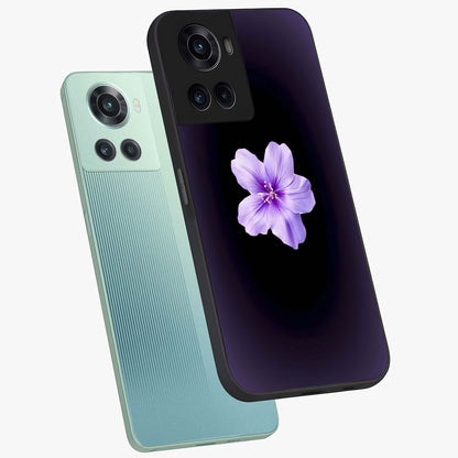 Flower on Soft Violet Gradient Glass Case for 1+10R angled mockup showcasing glossy finish and pastel purple tones