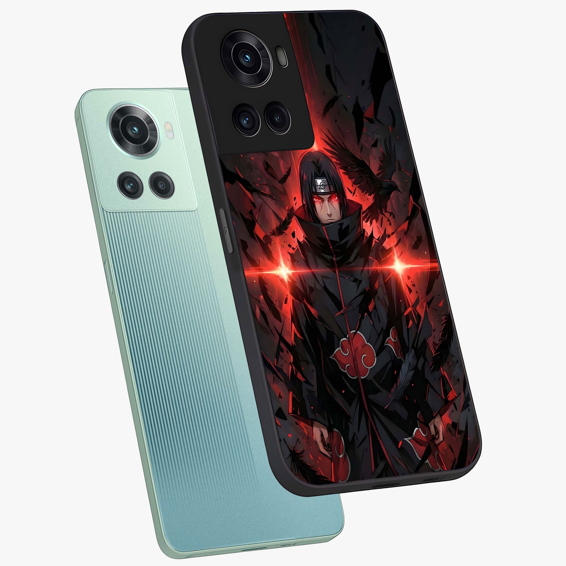 Focused Blade Discipline Glass Case for 1+10R angled mockup showcasing glossy finish and intense warrior detailing