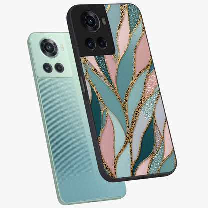 Golden Lotus Glow Glass Case for 1+10R angled mockup showcasing glossy finish and luminous spiritual tones