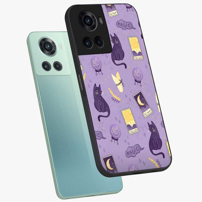 Humble Magic Cats Glass Case for 1+10R captured at a warm angle highlighting playful magical details, gloss, and edge clarity.
