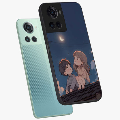 Moonlit Promise Together Glass Case for 1+10R angled mockup showcasing glossy finish and soft emotional detailing