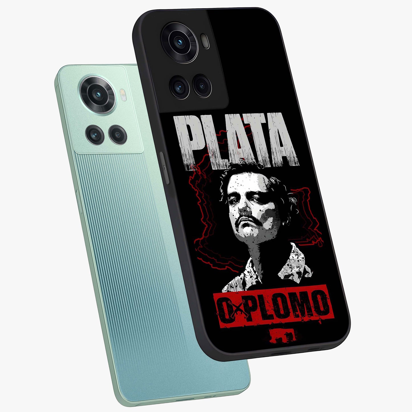 Notorious Crime Empire Glass Case for 1+10R angled mockup showcasing glossy finish and dark urban tones