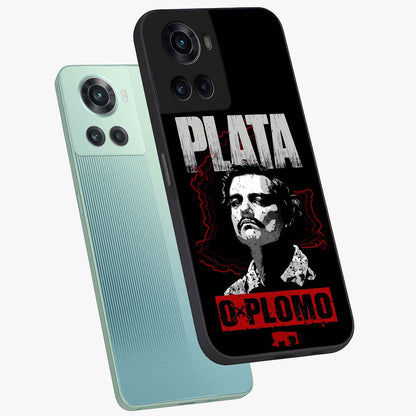 Notorious Crime Empire Glass Case for 1+10R angled mockup showcasing glossy finish and dark urban tones