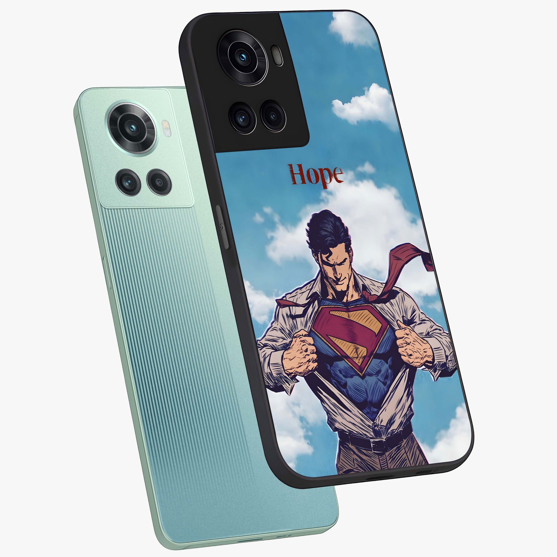 Symbol of Hope Glass Case for 1+10R angled mockup showcasing glossy finish and uplifting design tones