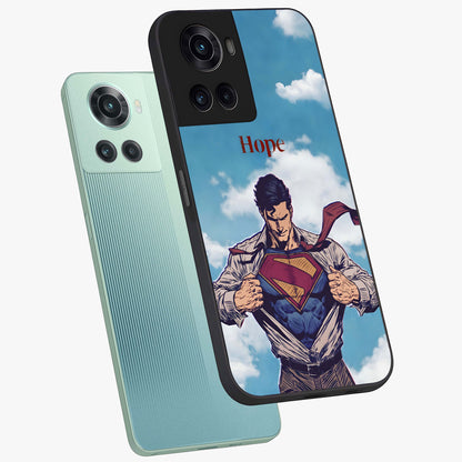 Symbol of Hope Glass Case for 1+10R angled mockup showcasing glossy finish and uplifting design tones