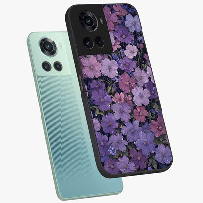 Velvet Bloom Tapestry Glass Case for 1+10R angled mockup showcasing glossy finish and deep velvet tones
