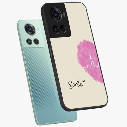Heartbeat of Love Custom Name Glass Case for OnePlus 10R |1+10R