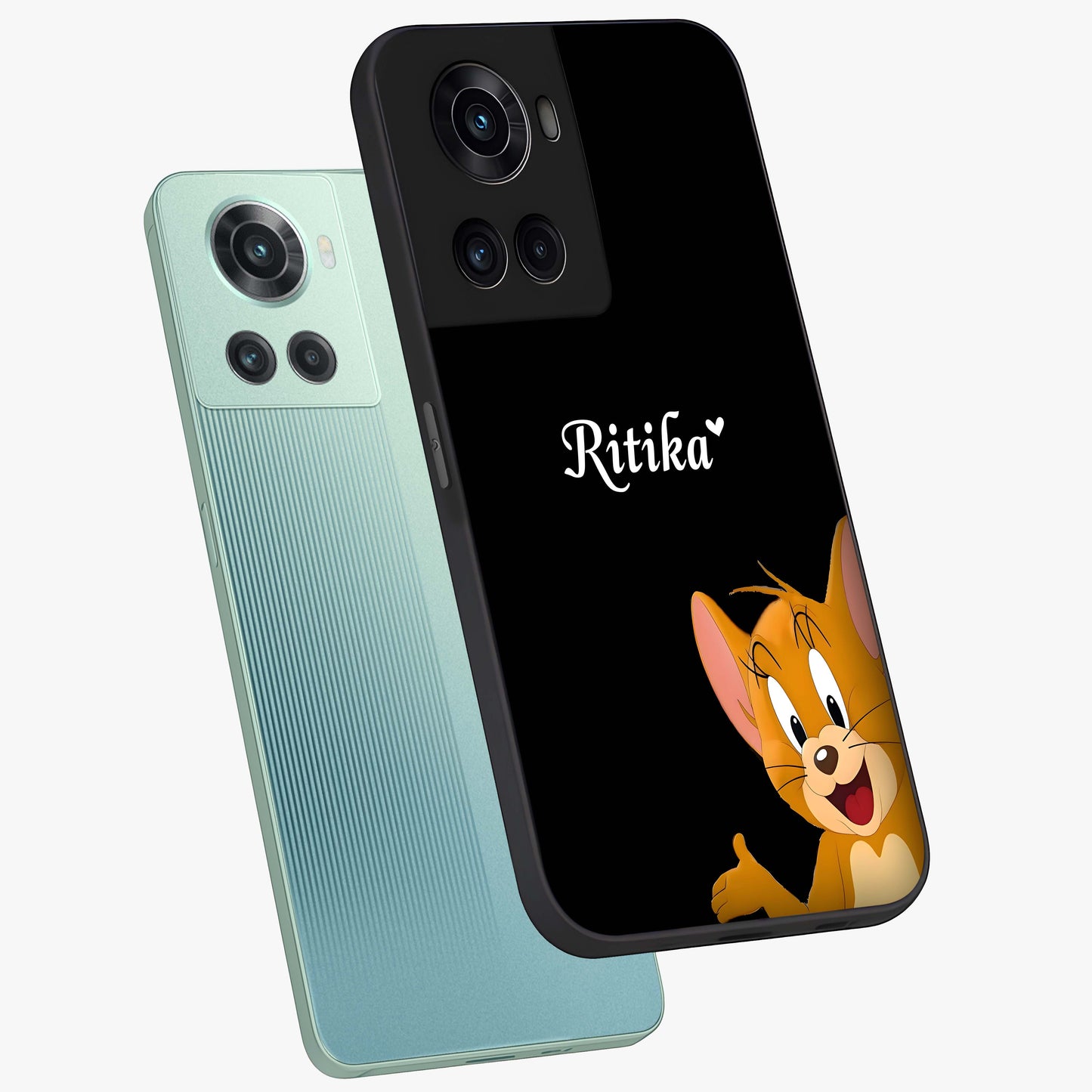 Forever Chasing Love Jerry Custom Name Glass Case for OnePlus 10R |1+10R