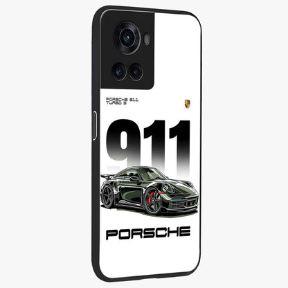 911 Turbo Dominance Glass Case for 1+10R stylish side perspective highlighting sleek edges and high detail sports car illustration