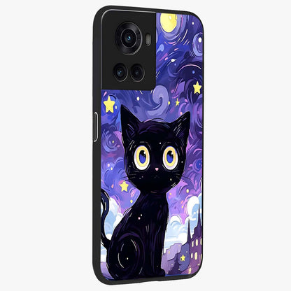 Abstract Cat Art Glass Case for 1+10R stylish side perspective highlighting bold abstract artwork details