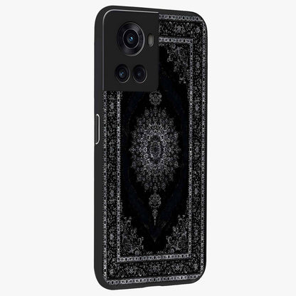 Black Persian Carpet Glass Case for 1+10R side perspective highlighting classic pattern textures and premium build