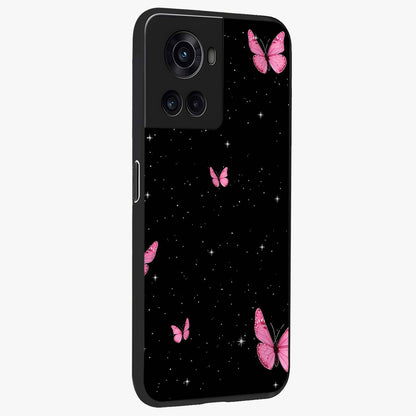 Blinking Butterfly Glass Case for 1+10R displayed upright for graceful aesthetic visibility and premium finish.