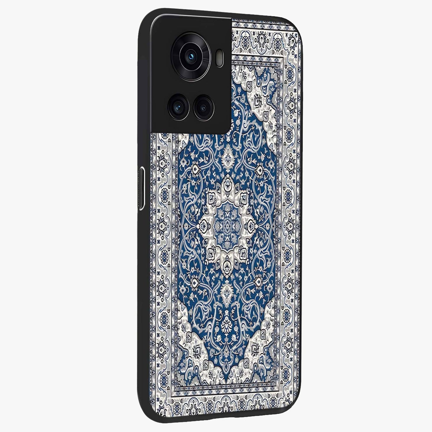 Blue Palace Dream Glass Case for 1+10R side perspective highlighting intricate palace design and sleek edges