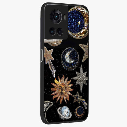 Celestial Gem Constellations Glass Case for 1+10R side perspective highlighting intricate star patterns and premium build