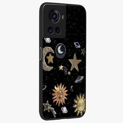 Celestial Star Charm Glass Case for 1+10R side perspective highlighting glowing star detailing and premium build