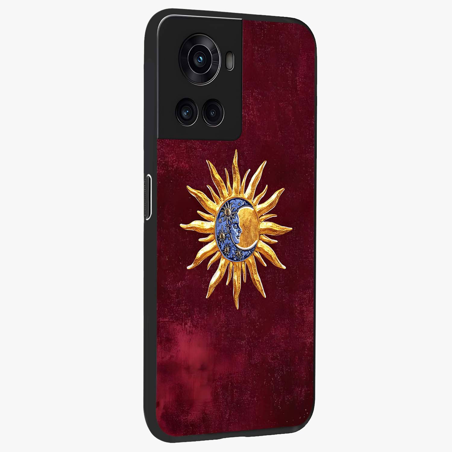 Celestial Unity Charm Glass Case for 1+10R side perspective highlighting detailed charm elements and sleek edges