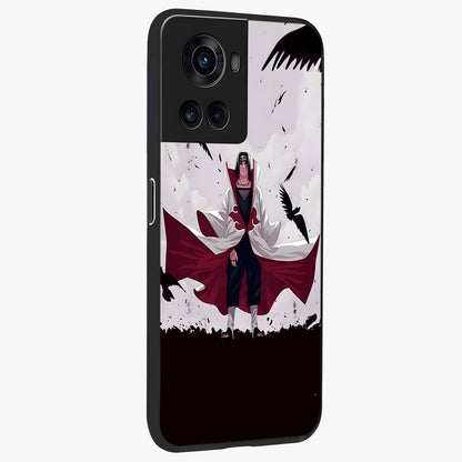 Crimson Crow Ascension Glass Case for 1+10R side perspective highlighting intricate crow detailing and premium texture