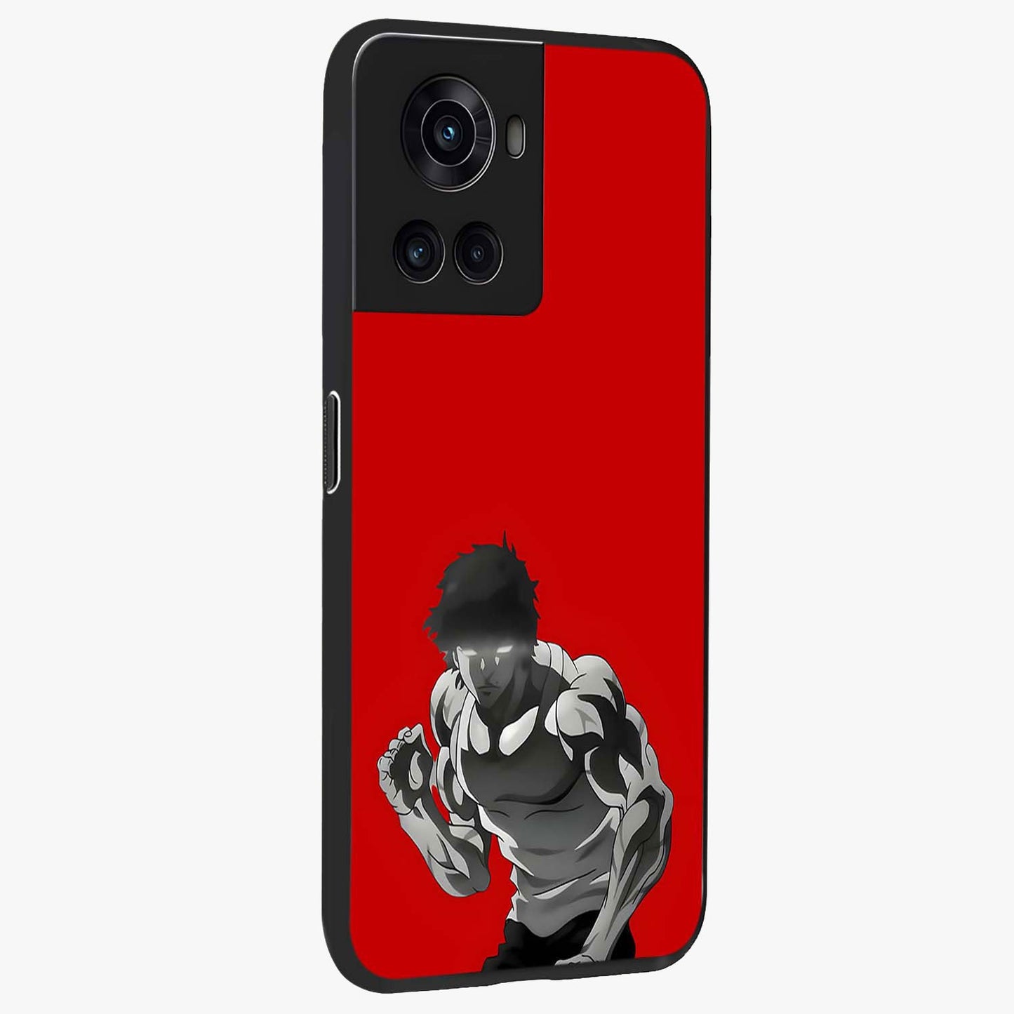 Crimson Power Rush Glass Case for 1+10R side perspective highlighting sharp detailing and premium sporty edge
