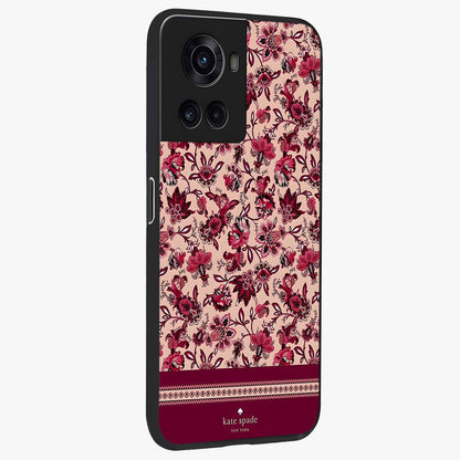 Crimson Rose Charm Glass Case for 1+10R side perspective highlighting delicate rose textures and smooth edges