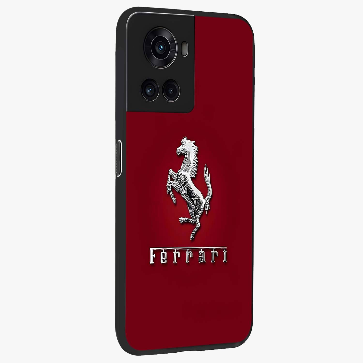 Crimson Stallion Prestige Glass Case for 1+10R side perspective highlighting refined textures and sleek premium build