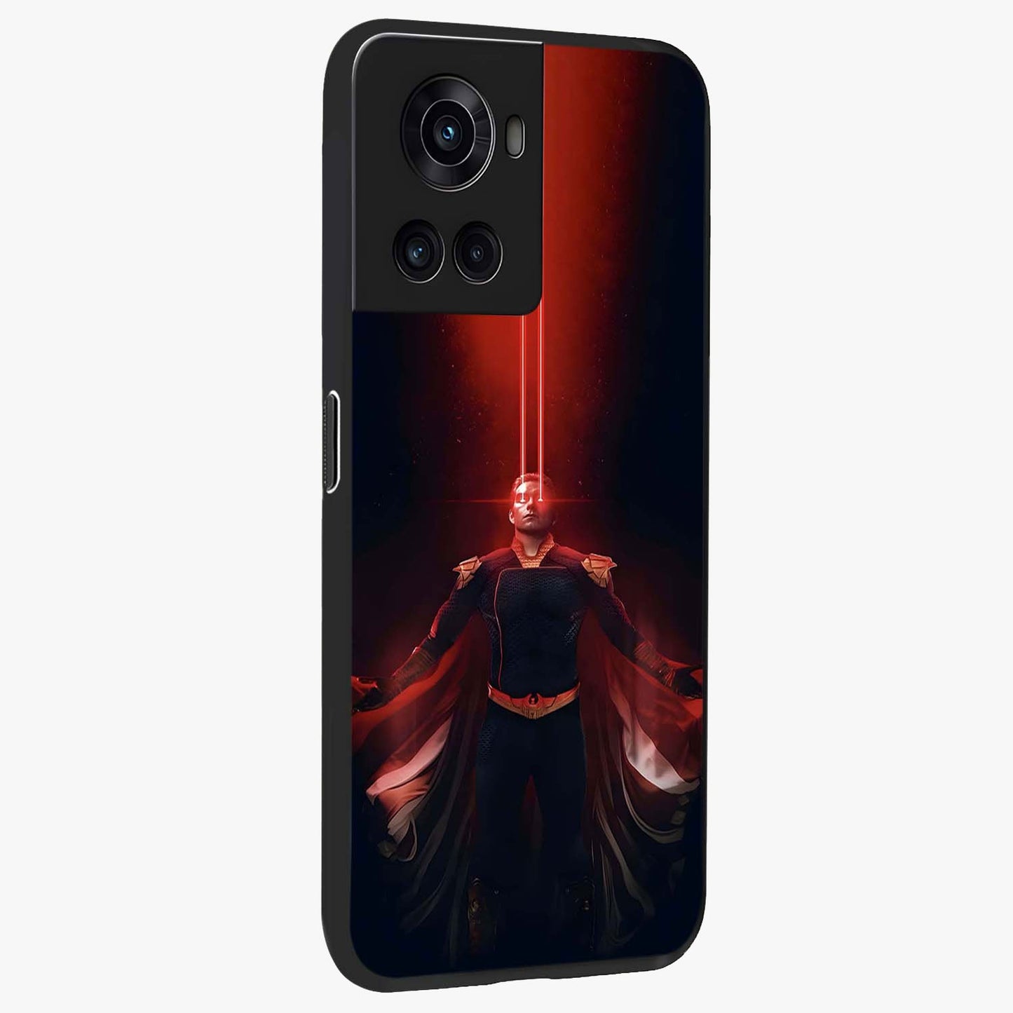 Crimson Vision Ascension Glass Case for 1+10R side perspective highlighting intense color depth and sleek build